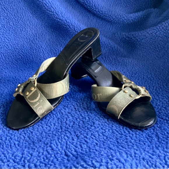 Preloved Vintage Christian Dior Army Green Sandals - Picture 3 of 11